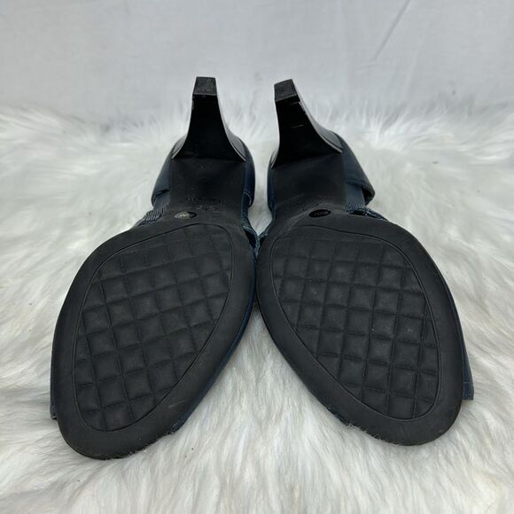 Nurture By Lamaze Navy Leather Peep Toe Heels Sz 8.5 - Picture 6 of 6